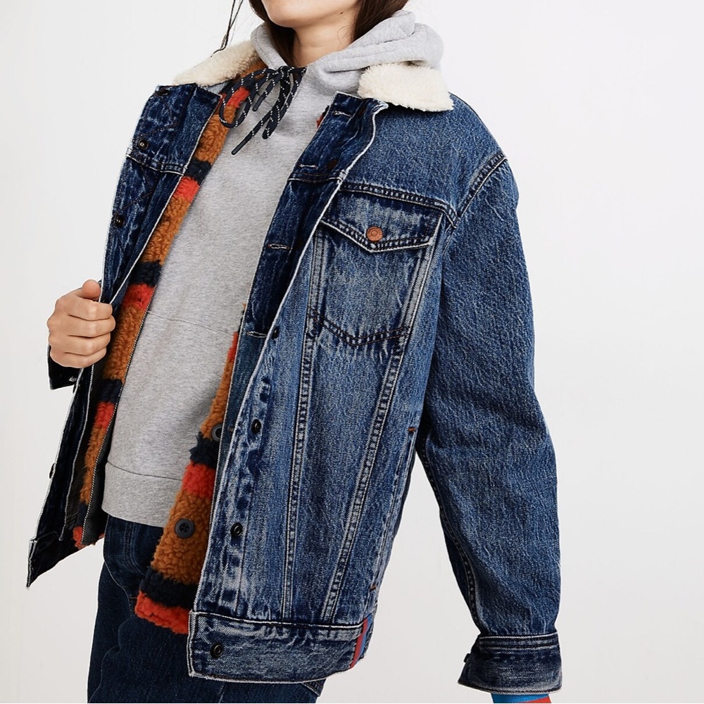 Madewell x Kule Sherpa-Lined Oversized Jean Jacket
